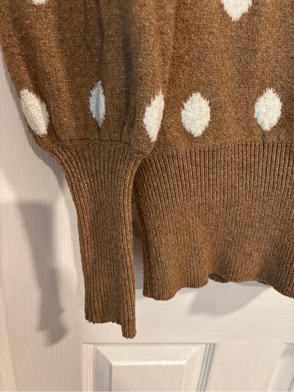 LC Lauren Conrad Brown Polka Dot Crewneck Sweater - Picture 2 of 4